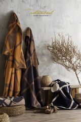 İstanbul Home İn Line Pamuk Battaniye - Antrasit - Krem