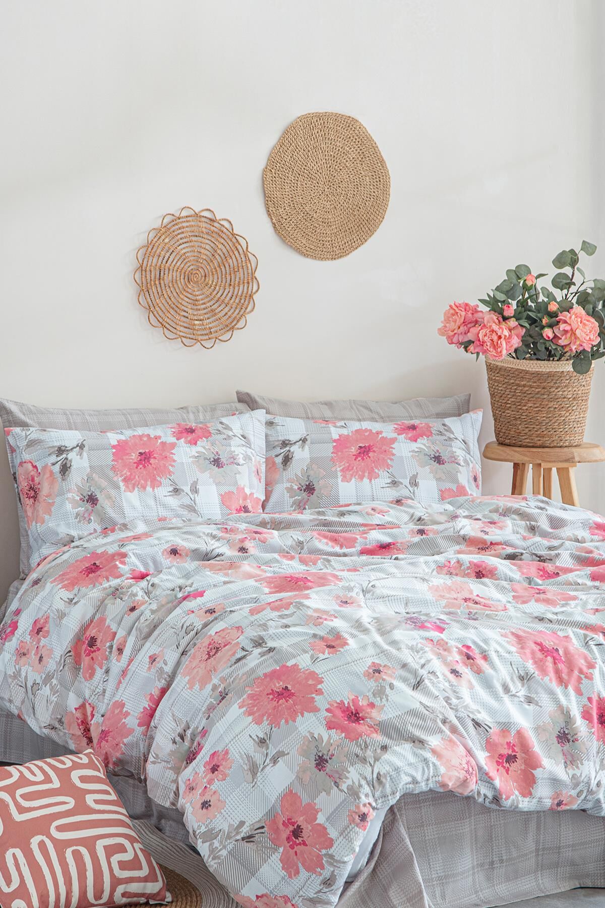 Poplin Nevresim Takımı--Pembe