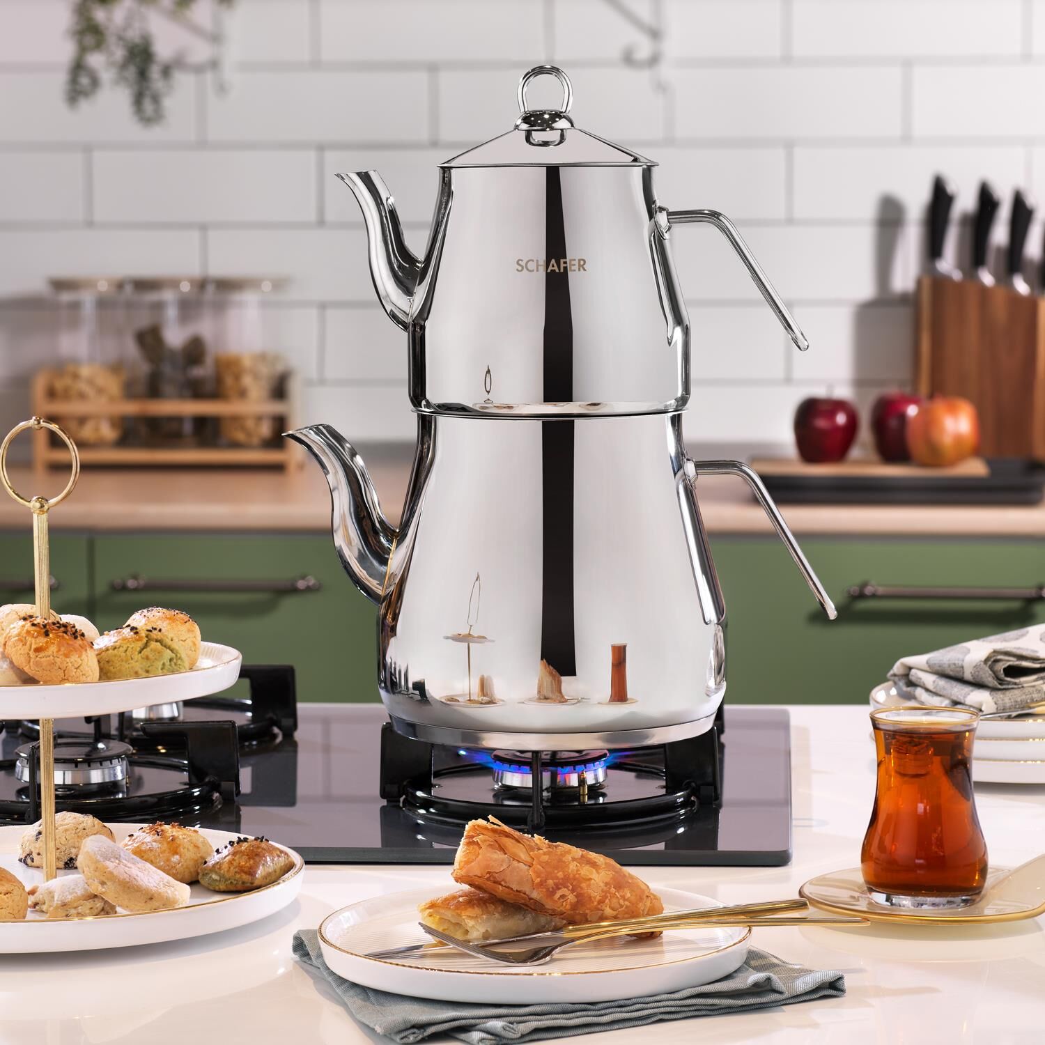 Schafer Prochef Dev Çaydanlık Takımı 4 Parça-Gümüş